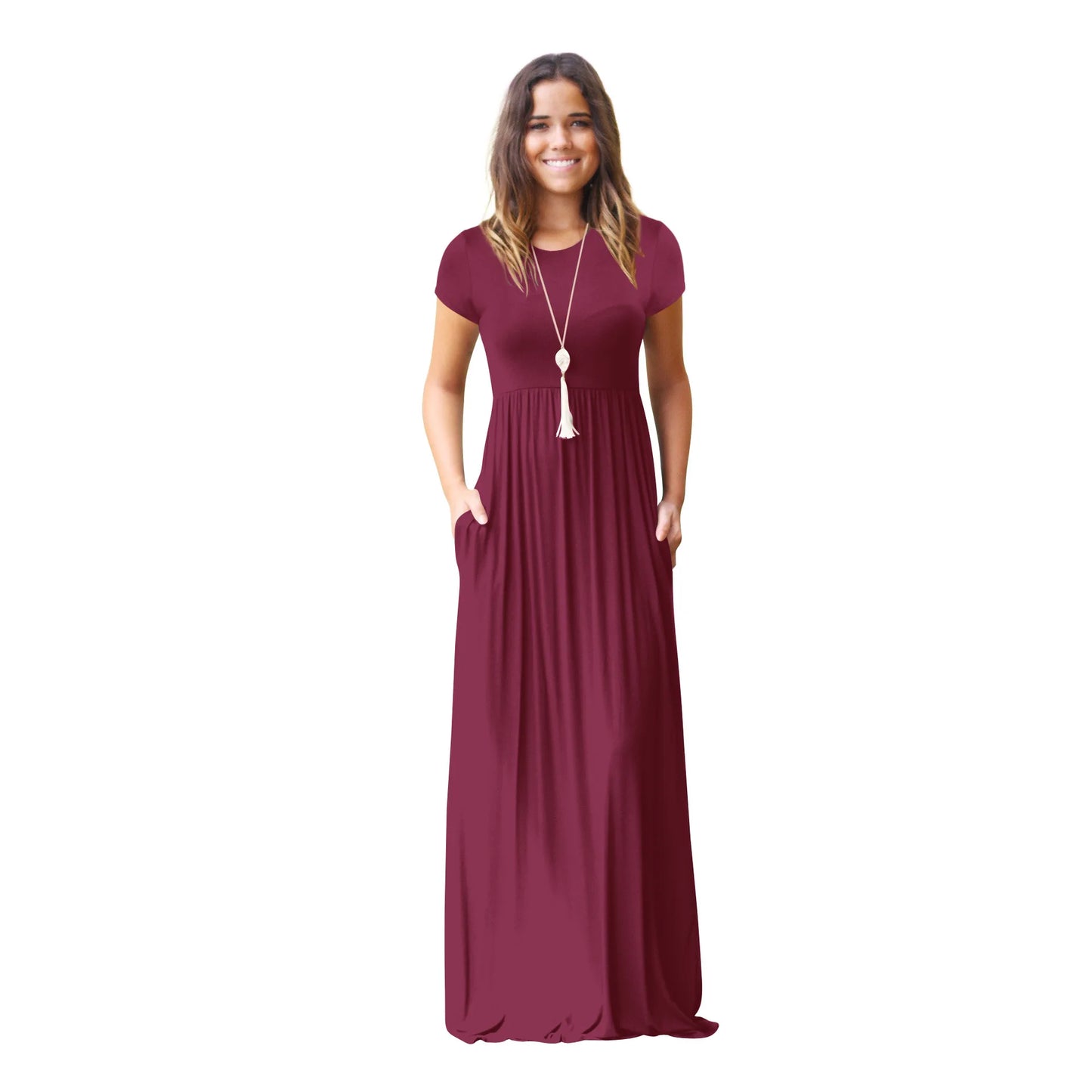 Female Solid Long Boho Dress Lady Beach Summer Sundrss Maxi Dress Women's Sleeveless Solid Color Pocket Dress Vestido De Verano