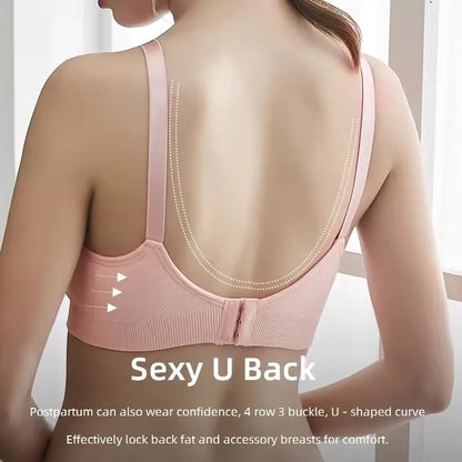 Plus Size Comfortable Back Closure Seamless Breathable Knitted Maternity Nursing Bra Wireless Everyday Breastfeeding Bra for