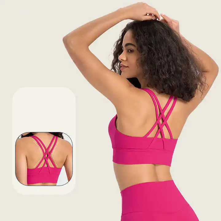 Women High Impact Fitness Yoga Wear Sexy Cross Back Sport Bra Top Fitness Wholesale