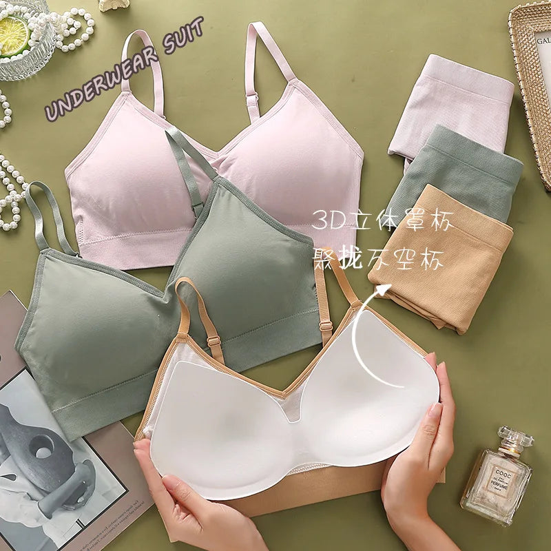 New High Quality Wire Free Bras but Cheap Bra for Women Sexy Hot and Panty Set Lift