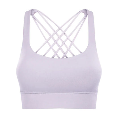 New Sexy Cross Strap Backless Plus Size Sports Bra Womens Gym Set with Seamless Thick Yoga Bra Printed Pattern Low Shipping Cost