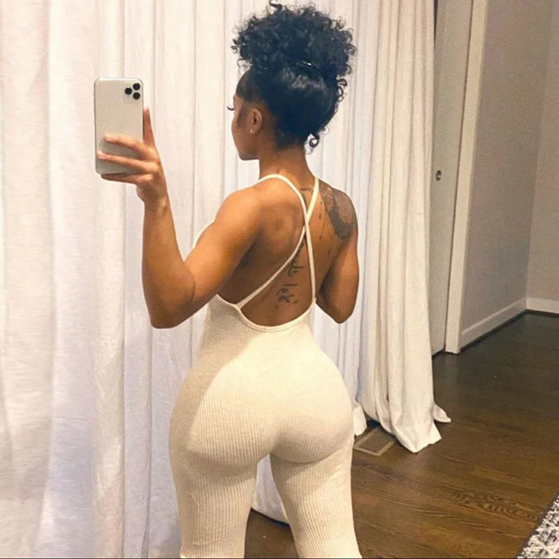 Sexy Skinny Workout Sleeveless Summer Ladies Rompers and Jumpsuits Playsuits Bodysuits