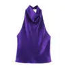 PB&ZA Women 2025 New Fashion Silk Satin Textured Neckband Tank Tops Vintage Backless Female Camis Chic Tops
