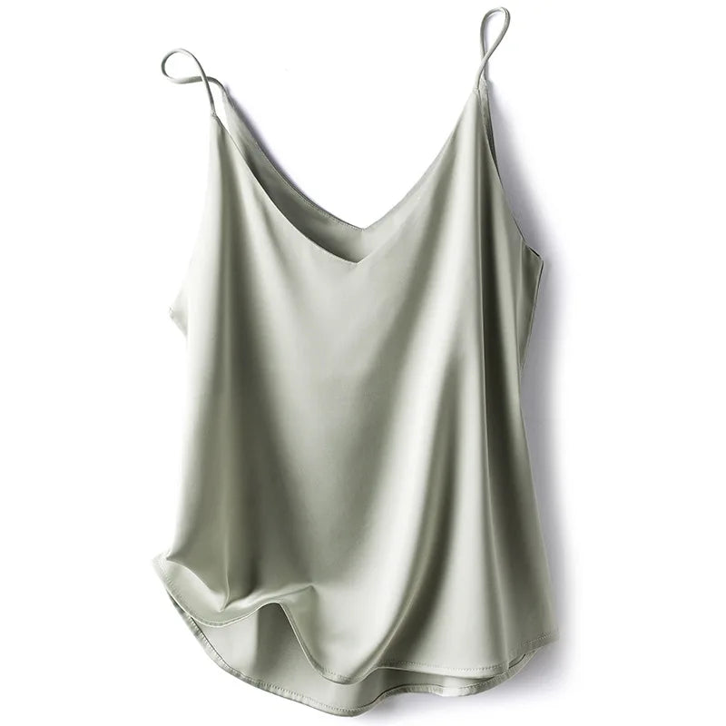 Wholesale 2026 Summer Wear Women's Sexy Satin Crop Top Spaghetti Strap Camisole Tops Vest Strap Tank Tops