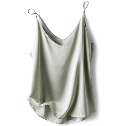 Wholesale 2026 Summer Wear Women's Sexy Satin Crop Top Spaghetti Strap Camisole Tops Vest Strap Tank Tops