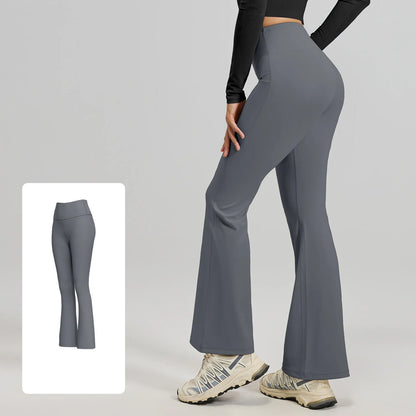 Women's XL Yoga Flared Pants High Waist Quick-Drying Breathable Hip-Lifting Wide Leg Pilates Elastic Waist Closure Solid Pattern