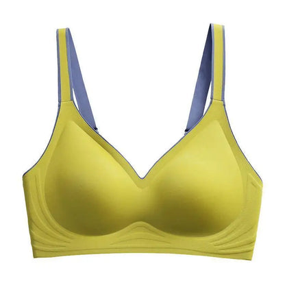 Women's Sexy U Shaped Laser Cut Bra Beautiful Back Seamless Wire-Free Convertible Straps Solid Pattern One-Piece Button Knitted