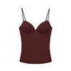 ZEVITY Sexy Corset Top Women Backless Bra Crop Tank Camis Slip Tops Sleeveless Bustier Short Dobby Fabric Bow Collar Vest