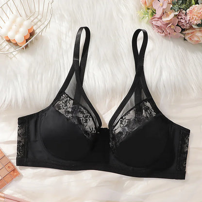 SMOOTH Best Selling Black Lace Spliced Plus Size Bra Underwire Thin Cup Lingerie Factory Wholesale