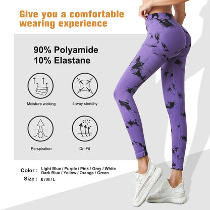 Wholesale Women Tie Dye Yoga Pants High Waisted Gym Fitness Booty Butt Lifting Workout Tight Scrunch Leggings for Women