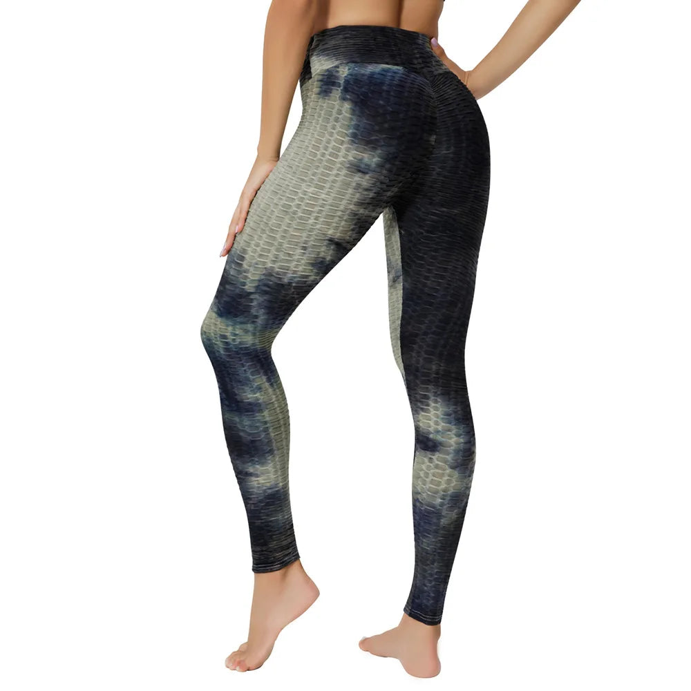 Hot Selling Tie Dye Scrunch Butt Yoga Leggings Women Push up Sports Fitness High Waist Bubble Yoga Pants Leggings