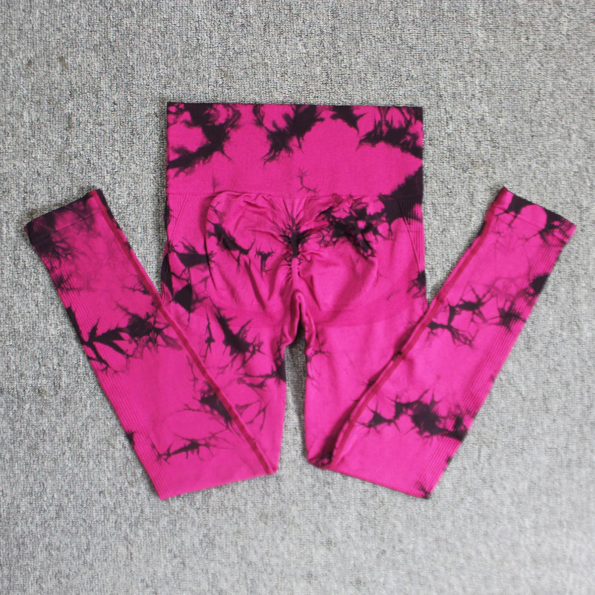 Seamless High Waist Yoga Tights Women Tie-Dye Ruched Butt Lifting Sports Leggings