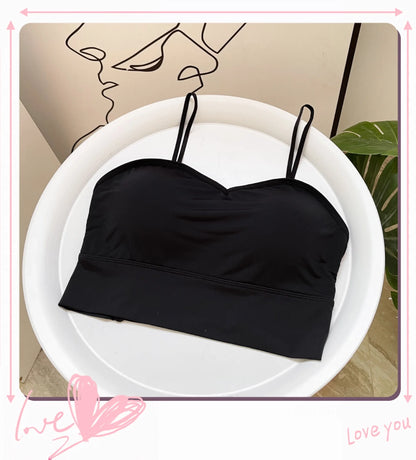 Custom Wholesale Wireless Summer Solid Pure Soft Youth Bra  Woman Underwear Comfortable Strap Silk Padded Bra
