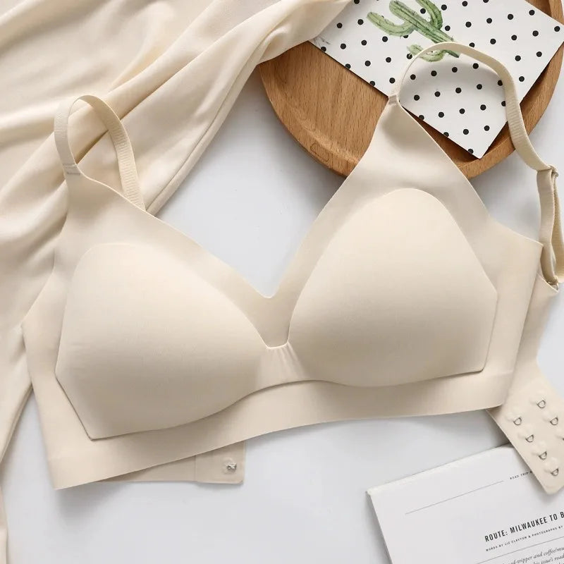 New Color Latex Underwear Gradient Jelly Bras Strap Anti-skipping Bra Wireless Backless for Women 6 Colors Available