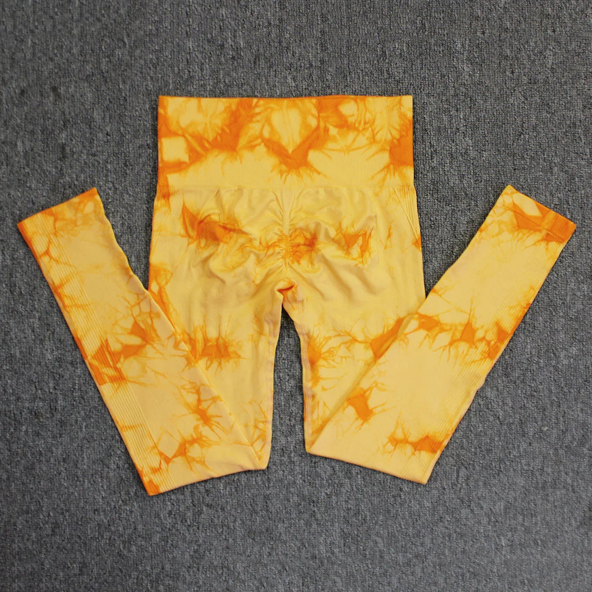 Seamless High Waist Yoga Tights Women Tie-Dye Ruched Butt Lifting Sports Leggings