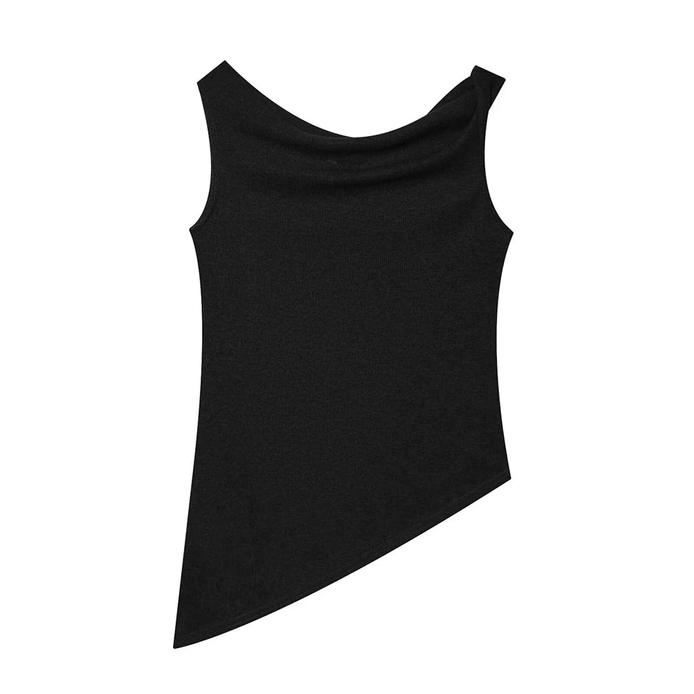 SHENZHU Women 2026 Summer New Fashion Asymmetrical Tank Tops Backless Vacation Style Sleeveless Female Soild Camis Chic Tops