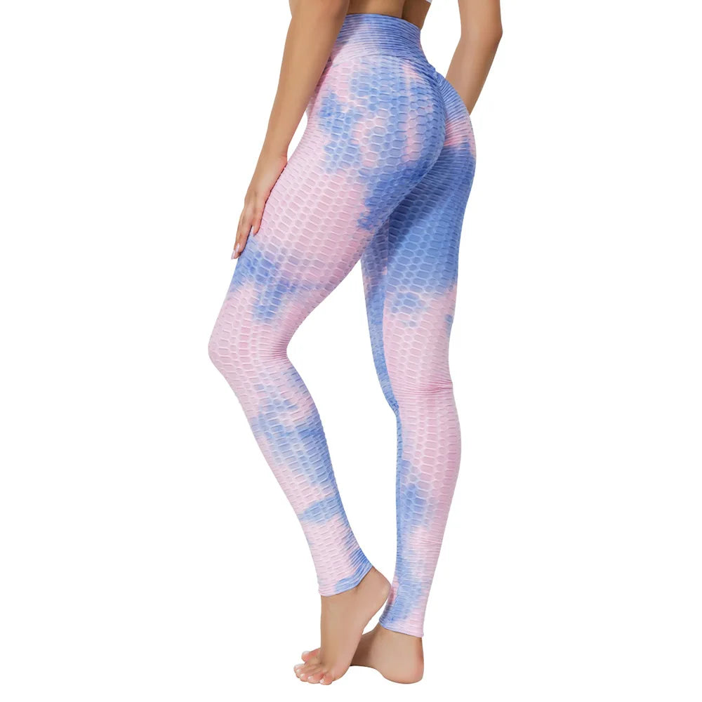 Hot Selling Tie Dye Scrunch Butt Yoga Leggings Women Push up Sports Fitness High Waist Bubble Yoga Pants Leggings