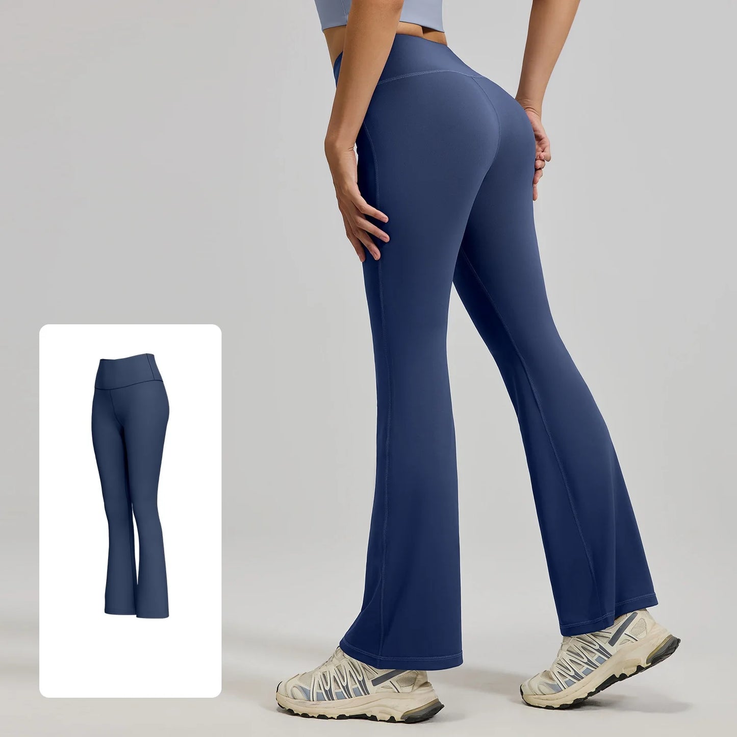 Women's XL Yoga Flared Pants High Waist Quick-Drying Breathable Hip-Lifting Wide Leg Pilates Elastic Waist Closure Solid Pattern