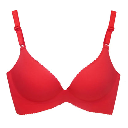 Dropshipping Girls Fashion Simple Solid Color Push up Wireless Plus Size Comfort Women Stylish T-shirt Seamless Bra