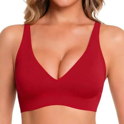 Hot-Selling Cross-Border Solid Bra Deep V Seamless Wireless Everyday Underwear Convertible Straps Nylon Cup Export Foreign