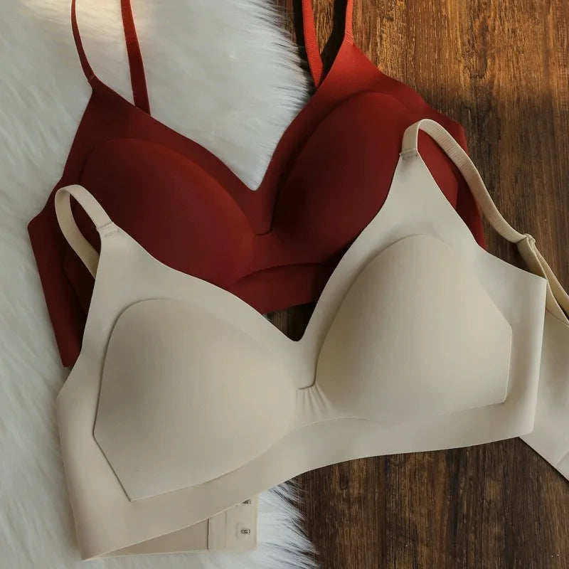 New Color Latex Underwear Gradient Jelly Bras Strap Anti-skipping Bra Wireless Backless for Women 6 Colors Available