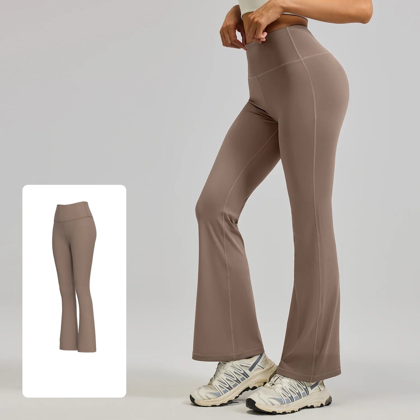 Women's XL Yoga Flared Pants High Waist Quick-Drying Breathable Hip-Lifting Wide Leg Pilates Elastic Waist Closure Solid Pattern