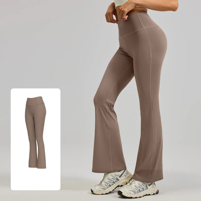 Women's XL Yoga Flared Pants High Waist Quick-Drying Breathable Hip-Lifting Wide Leg Pilates Elastic Waist Closure Solid Pattern