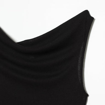 SHENZHU Women 2026 Summer New Fashion Asymmetrical Tank Tops Backless Vacation Style Sleeveless Female Soild Camis Chic Tops