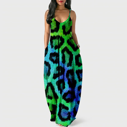 New Arrival Women Summer Clothing Earth Prints Long Maxi Dress Luxury Beachwear Clothes Plus Size 4XL Women's Cami Sun Dresses