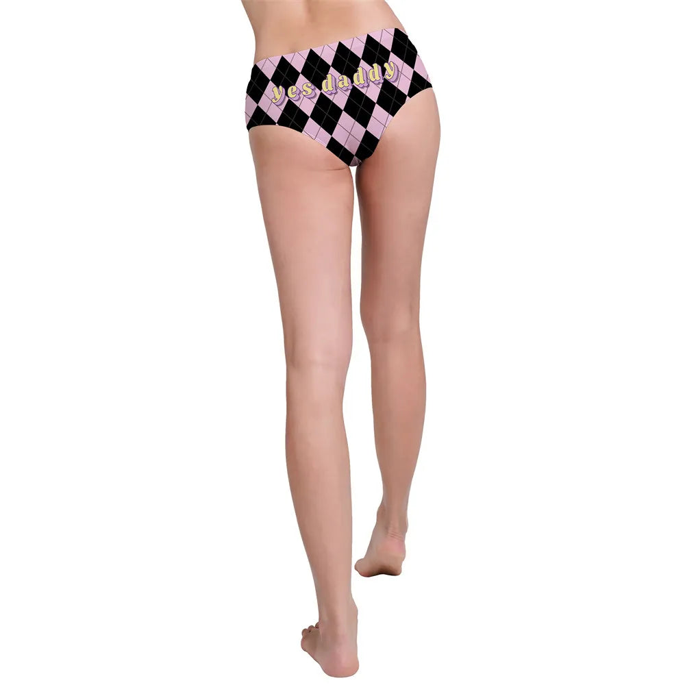 Dropshipping New Arrived Hot Sell Women Underwear Panties YES DADDY Print Cute Push up Briefs Lingerie Thong for Girls