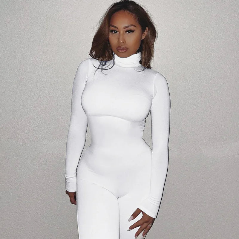Custom LOGO Fall Solid Long Sleeves Yoga Rompers Women Ladies Jogging Wear 2023 New Style One Piece Stretch Bodycon Jumpsuit