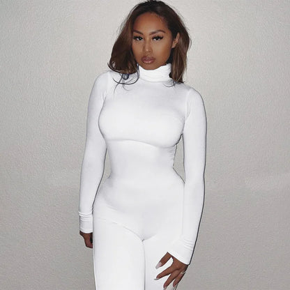 Custom LOGO Fall Solid Long Sleeves Yoga Rompers Women Ladies Jogging Wear 2023 New Style One Piece Stretch Bodycon Jumpsuit