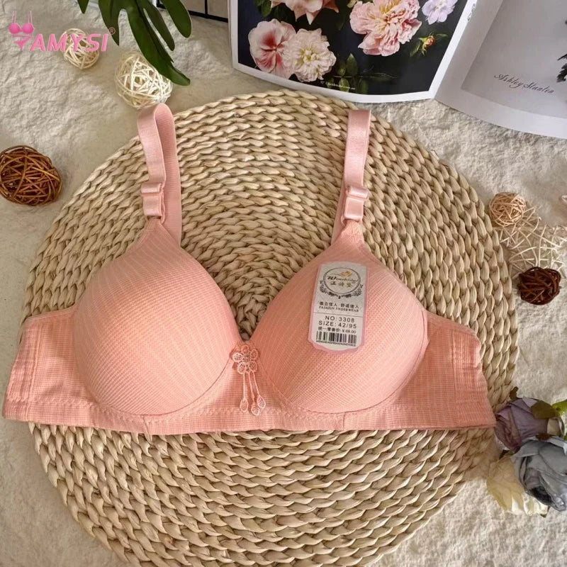 3308# High Quality 36-42 Women's Summer Brassiere Fashion Striped Wireless Brassiere Adjustable Cotton Convertible Straps Bra