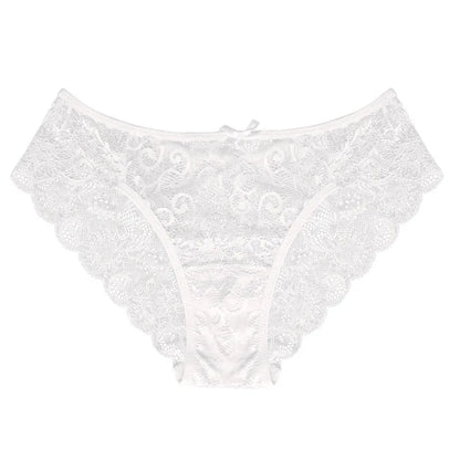019 Wholesale Popular Design Sexy Lace Hollow Transparent Mid-waist Large Size Panties Lace Ladies Briefs Panties