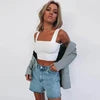 TONGYANG Square Neck Sleeveless Summer Crop Top Women Casual Basic T Shirt Off Shoulder Cami Sexy Backless Tank Top