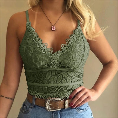 Fashion Brand Women's Lace Floral Bralette Unpadded Plunge Bustier Crop Top Adjusted Straps Party Decoration Crop Top Bra Set