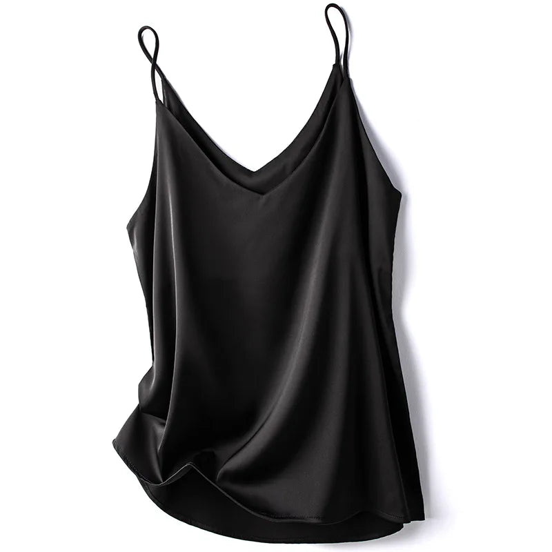 Wholesale 2026 Summer Wear Women's Sexy Satin Crop Top Spaghetti Strap Camisole Tops Vest Strap Tank Tops