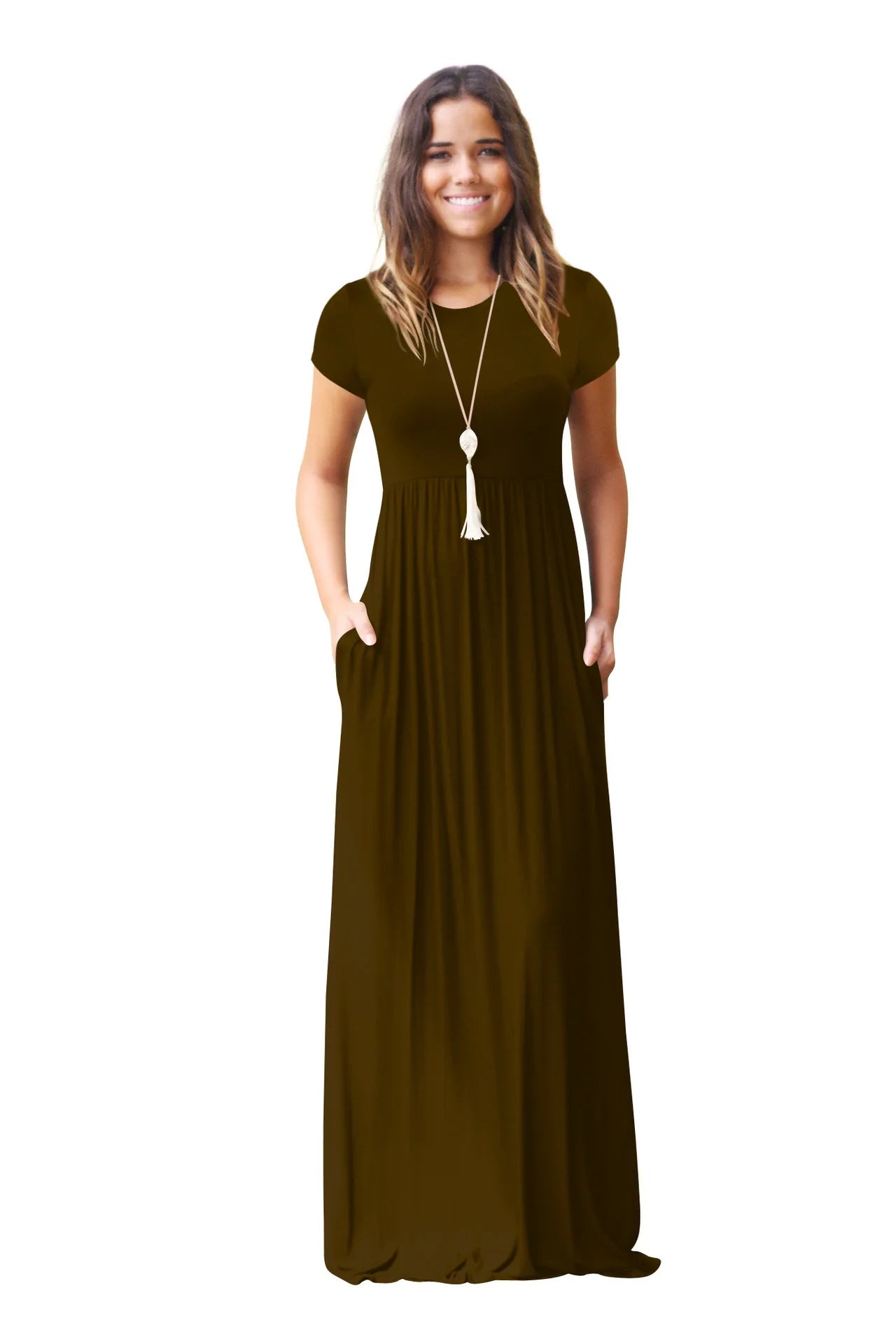 Female Solid Long Boho Dress Lady Beach Summer Sundrss Maxi Dress Women's Sleeveless Solid Color Pocket Dress Vestido De Verano