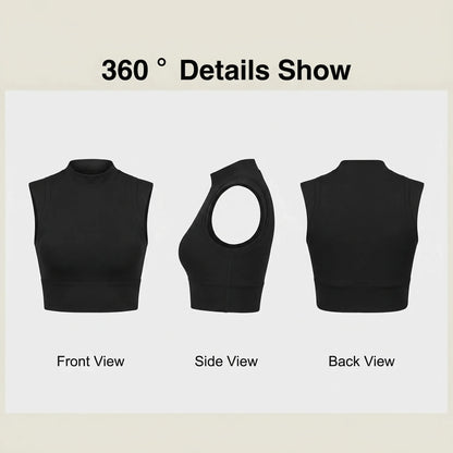 Nylon Spandex Slim Mock Neck Breathable Seamless Quick Dry Yoga Sports Tank Top