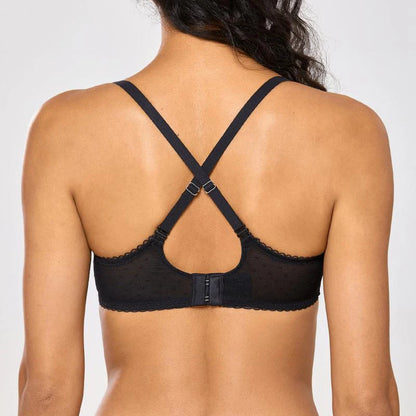 Seamless Lace Knitted Push Up Bra Women Underwire Support 3/4 Cup Breathable Quick Dry Eco-Friendly Lingerie