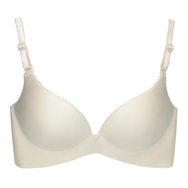 Dropshipping Girls Fashion Simple Solid Color Push up Wireless Plus Size Comfort Women Stylish T-shirt Seamless Bra