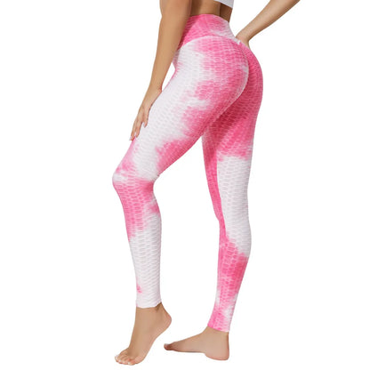 Hot Selling Tie Dye Scrunch Butt Yoga Leggings Women Push up Sports Fitness High Waist Bubble Yoga Pants Leggings
