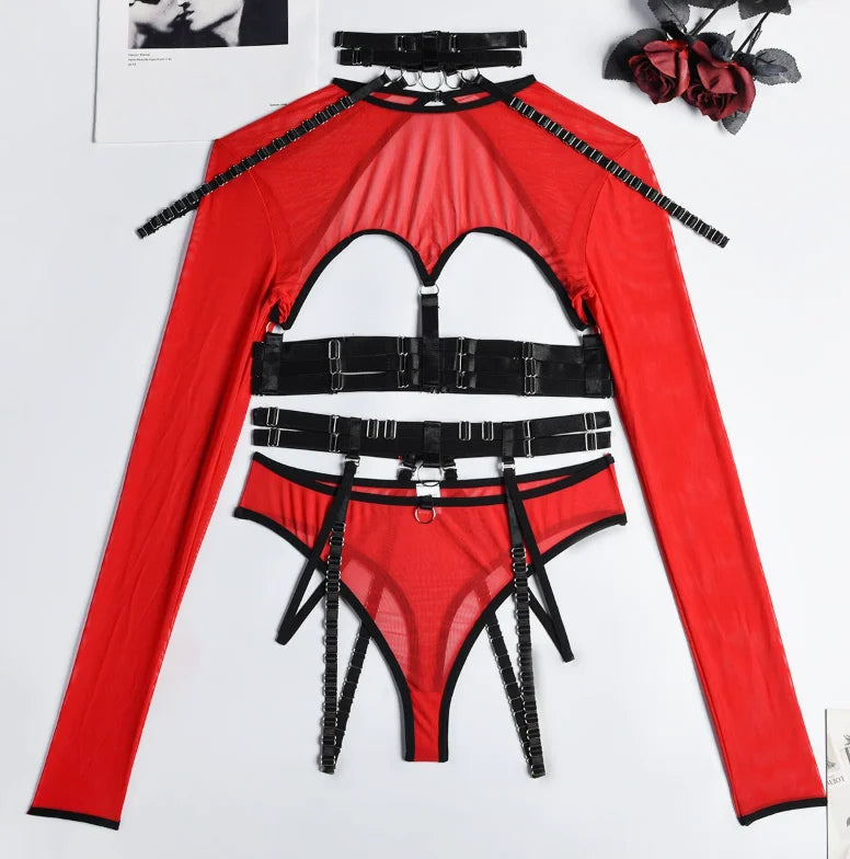 Women Sexy Fashion Lingerie Set With White Lace Straps Lingerie Corset Lace Underwire Racy Muslin Sleepwear Underwear Tops 0950