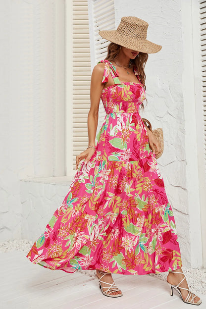 2024 Women's Summer Casual Beach Dress Sexy Digital Printed Dress with Straps Wrapped Chest High Waist Eco-Friendly
