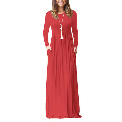 Female Solid Long Boho Dress Lady Beach Summer Sundrss Maxi Dress Women's Sleeveless Solid Color Pocket Dress Vestido De Verano