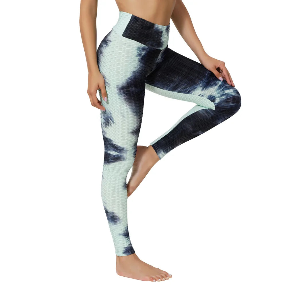 Hot Selling Tie Dye Scrunch Butt Yoga Leggings Women Push up Sports Fitness High Waist Bubble Yoga Pants Leggings