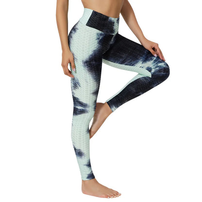 Hot Selling Tie Dye Scrunch Butt Yoga Leggings Women Push up Sports Fitness High Waist Bubble Yoga Pants Leggings