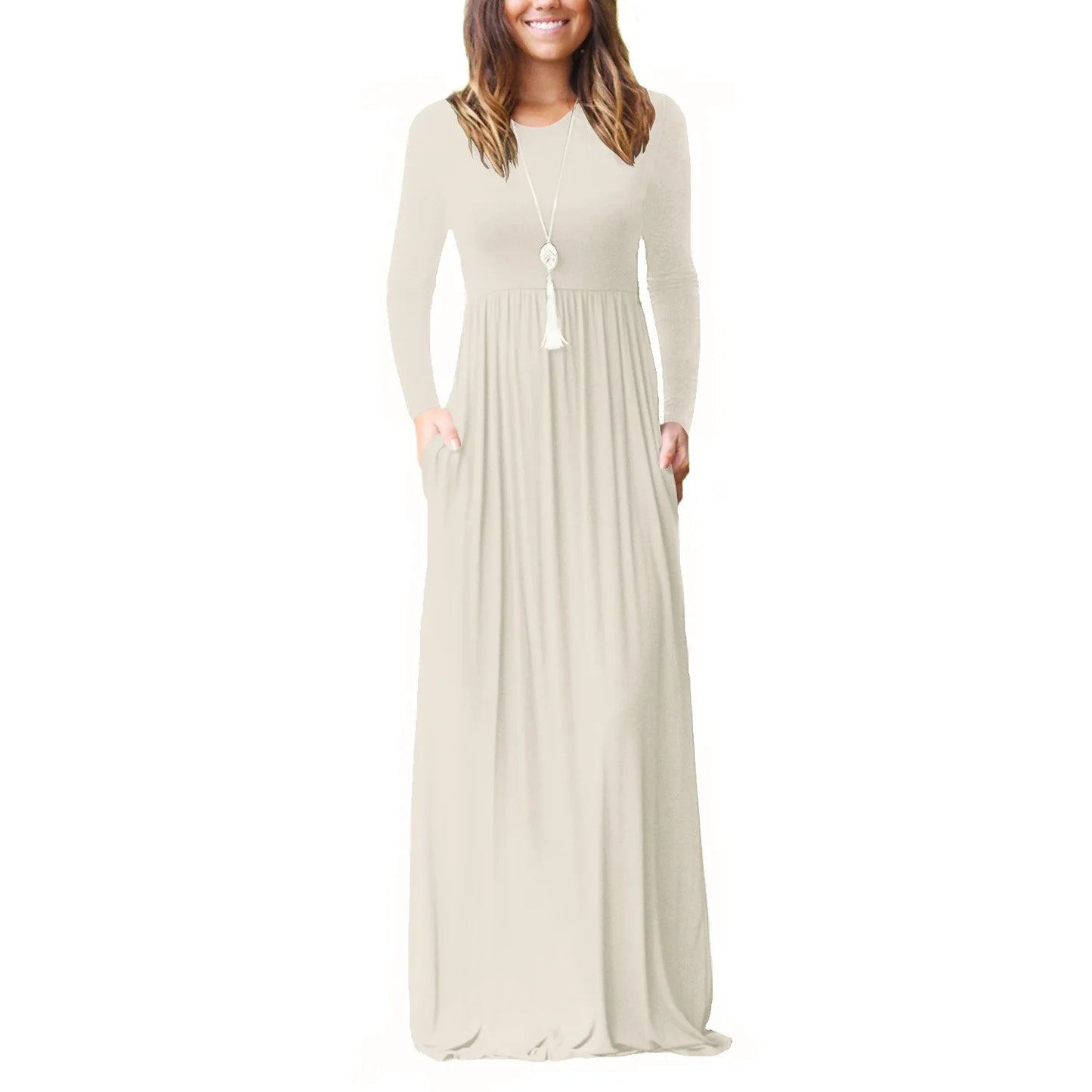 Female Solid Long Boho Dress Lady Beach Summer Sundrss Maxi Dress Women's Sleeveless Solid Color Pocket Dress Vestido De Verano