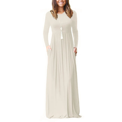 Female Solid Long Boho Dress Lady Beach Summer Sundrss Maxi Dress Women's Sleeveless Solid Color Pocket Dress Vestido De Verano