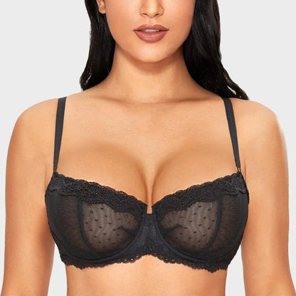Seamless Lace Knitted Push Up Bra Women Underwire Support 3/4 Cup Breathable Quick Dry Eco-Friendly Lingerie